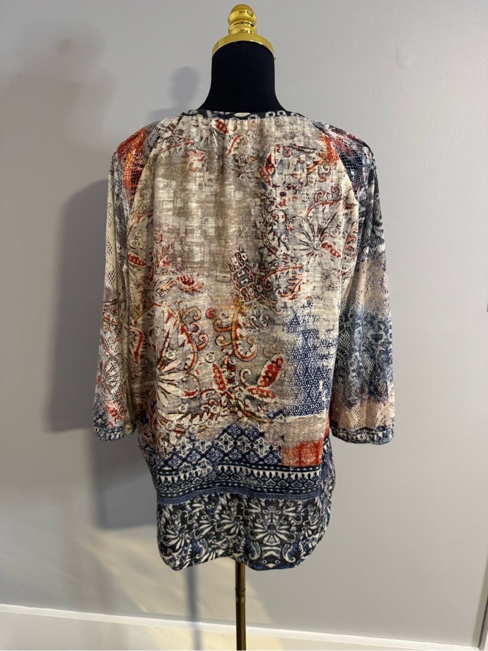 Chicos Crochet Boho Peasant Multicolor Blouse Size 2=14-16 - Picture 3 of 4